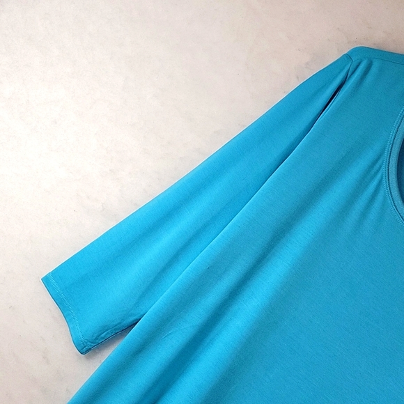 H by HALSTON Essentials Turquois   Crew Neck 3/4 Sleeve Tee Size M - Picture 4 of 8